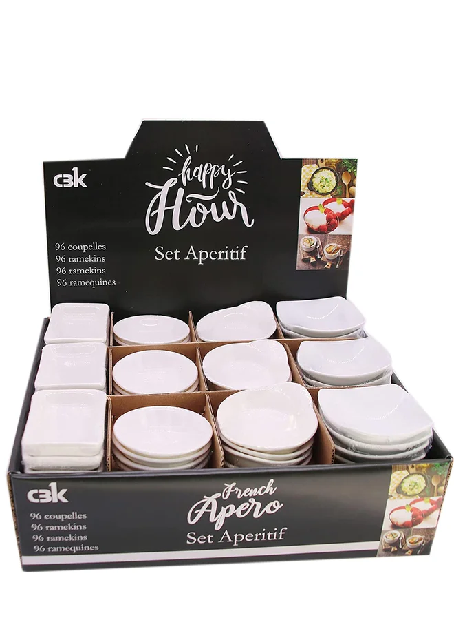 كويزين أرت Cuisine Art Assorted Ceramic Dishes 4PCS/ SET Cereal Bowls White Soup of 4