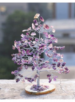 Crocon Amethyst Gemstone Money Tree Agate Slice Base Feng Shui Figurine Reiki Healing Crystals Chakra Balancing Good Luck Ornament Sculpture Mystical Home Decoration Size: 7  - Image 1