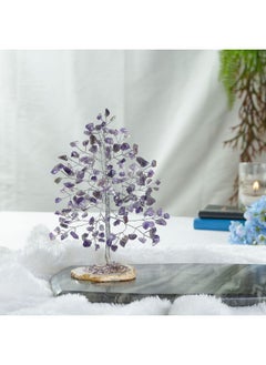 Crocon Amethyst Gemstone Money Tree Agate Slice Base Feng Shui Figurine Reiki Healing Crystals Chakra Balancing Good Luck Ornament Sculpture Mystical Home Decoration Size: 7  - Image 3