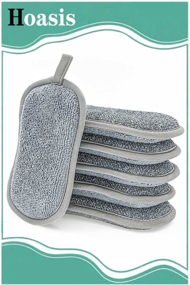 Hoasis 6-Pack Reusable Washing Up Sponge, Non-Scratch, Dual-Sided Kitchen and Bathroom cleaning products, 15x9cm Eco-Friendly, Long-Lasting Dish and Multi-surface Pads Cleaners - Image 1