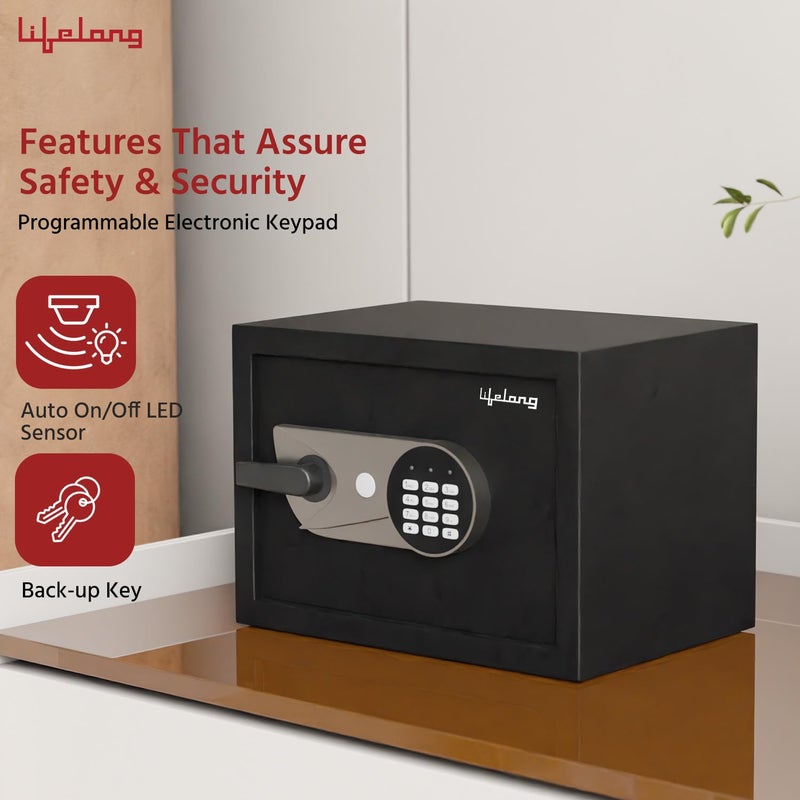 Lifelong Lifelong Locker for Home Office 34L Digital Safe Locker for Security with 5mm Sturdy Metal Door Handle Premium Electronic Keypad Safety for Jewellery Money other valuables Tijori Box  - Image 2