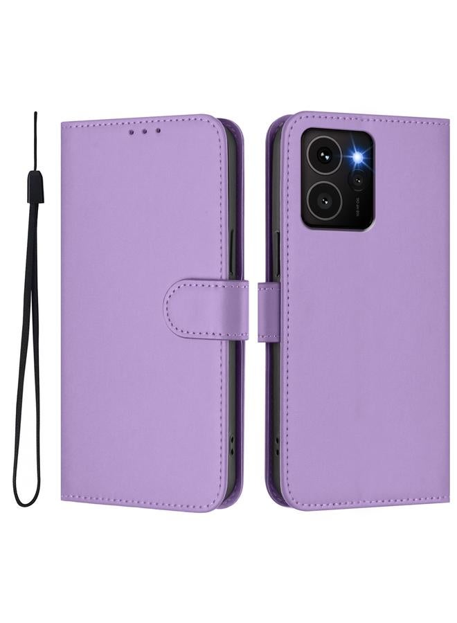 S-TOP Case For HMD Skyline Skin Feel Solid Color Leather Phone Case with Lanyard - Image 2
