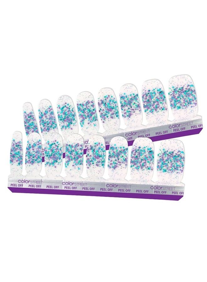 Color Street Raise Your Voice Nail Strips (Foundation Collection) Glitter Dipped Purple & Aqua, 16 Count (Pack of 1), 20.0 grams - Image 1
