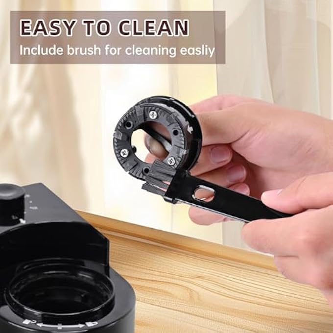 ريحني مطحنة القهوة على شكل بر، مطحنة قهوة كهربائية مخروطية، قابلة للتعديل الأوتوماتيكي ب OneTouch مع إعداد دقيق للطحن 28، مطحنة قهوة إسبريسو من الفولاذ المقاوم للصدأ 110 جرام قهوة سوداء مطحونة - Image 3