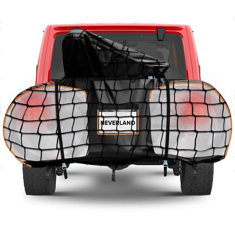 NEVERLAND Bike Cover for Transport on Rack - Heavy Duty 600D Bike Rack Cover for 2 Bikes, Bicycle Cover Outdoor Waterproof on Rear Bike Rack with Clear PVC Panels and Stretch Net - Image 1