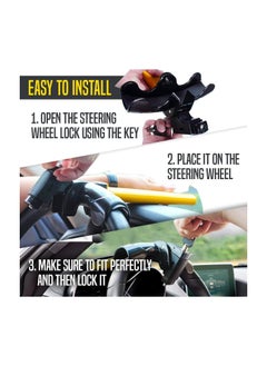 Generic Universal Steering Wheel Lock, Anti-Theft Secure Car Lock, Adjustable Length Double Hook Retractable Theft Prevention, Universal Car Steering Wheel Lock, Heavy Duty Anti-Theft Steering Wheel Lock  - Image 3