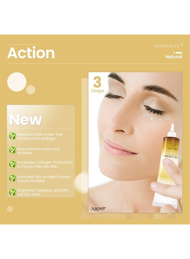 HOPEMATE Anti Age Eye Cream, Reduce Dark Circles, Puffiness Under Eye Bags,Effective Anti-Wrinkles Treatment, Anti-Aging Eye Gel with Hyaluronic Acid Natural and Organic Anti Aging Eye Balm To Reduce - Image 5