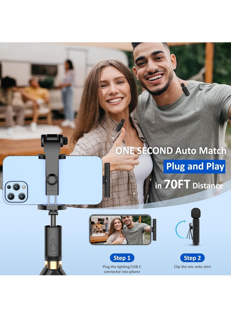 LAESO - 2 Pcs Wireless Lavalier Microphone for iPhone iPad Android with Charging Case 7H Clip on Lapel Microphone Wireless for Video Recording Vlogging, YouTube, Interview, 3 Mode Denoise, 70ft - Image 1