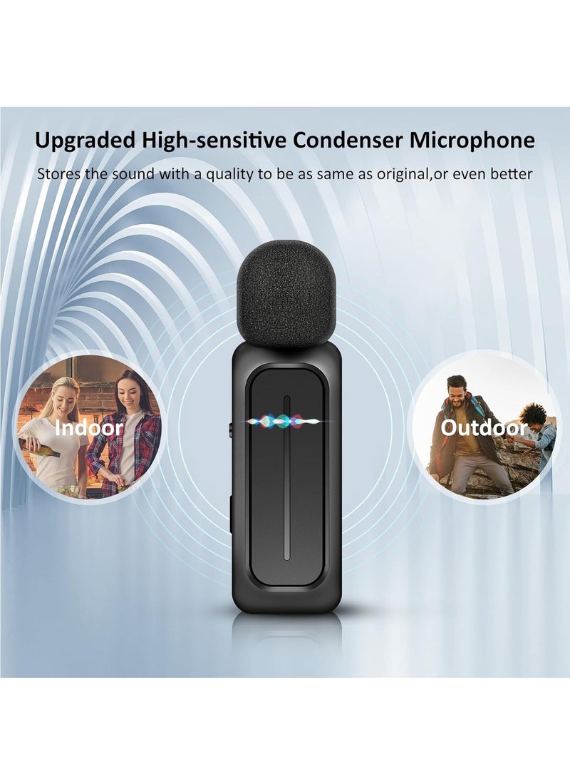 LAESO - 2 Pcs Wireless Lavalier Microphone for iPhone iPad Android with Charging Case 7H Clip on Lapel Microphone Wireless for Video Recording Vlogging, YouTube, Interview, 3 Mode Denoise, 70ft - Image 1