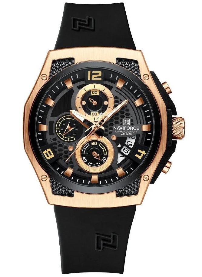 New Design Fumed Silica Quartz Chronograph Wrist Watch For Men NF8051T RG/B/B