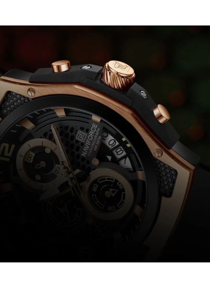 New Design Fumed Silica Quartz Chronograph Wrist Watch For Men NF8051T RG/B/B