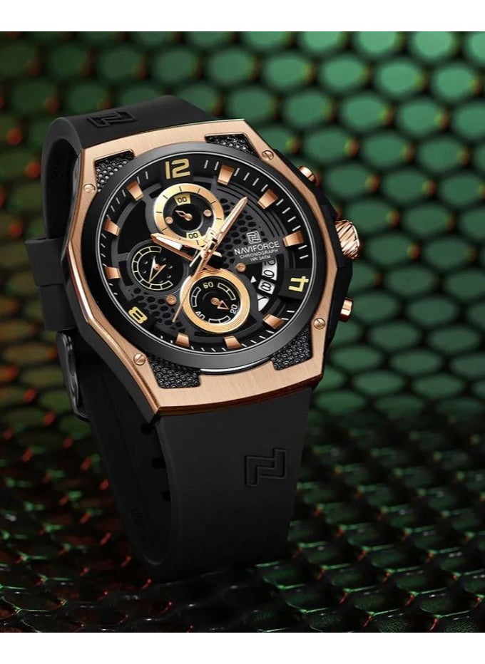 New Design Fumed Silica Quartz Chronograph Wrist Watch For Men NF8051T RG/B/B