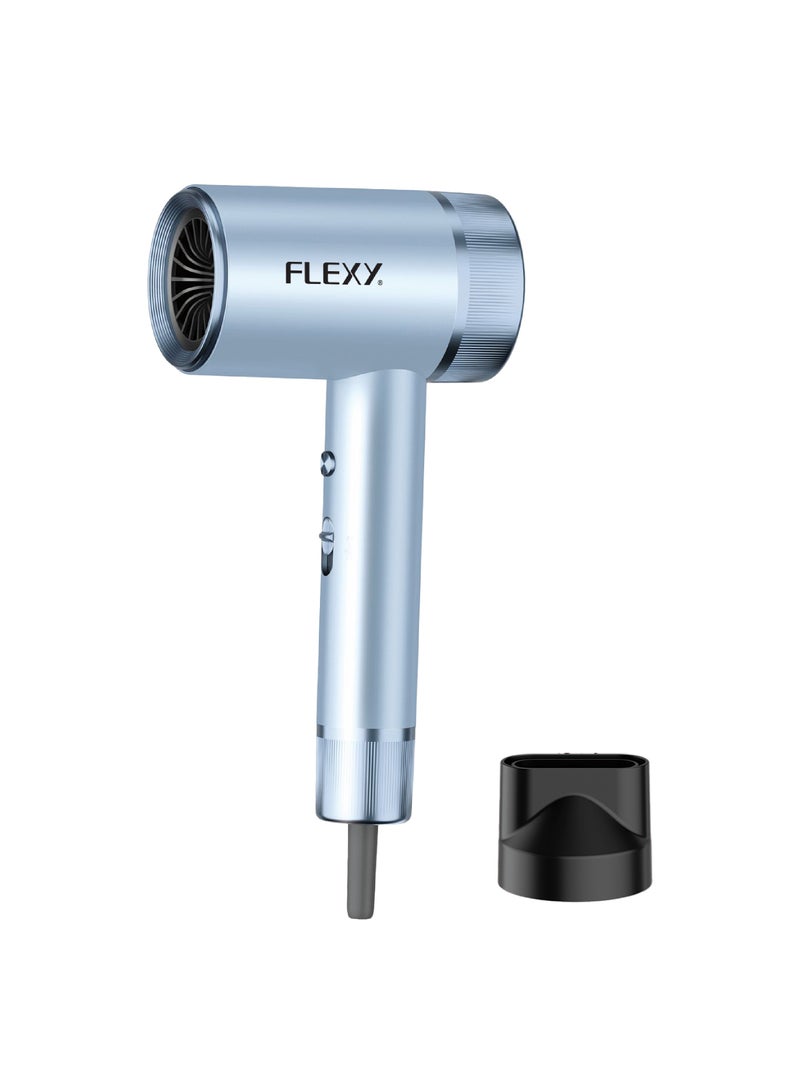 FLEXY FASHION 2000W Hair Dryer - Quick Drying, Low Noise, 3 Temp & 2 Speed Settings, Hot/Cold, Cool Shot, Professional Diffuser, Styling Nozzles - Image 1