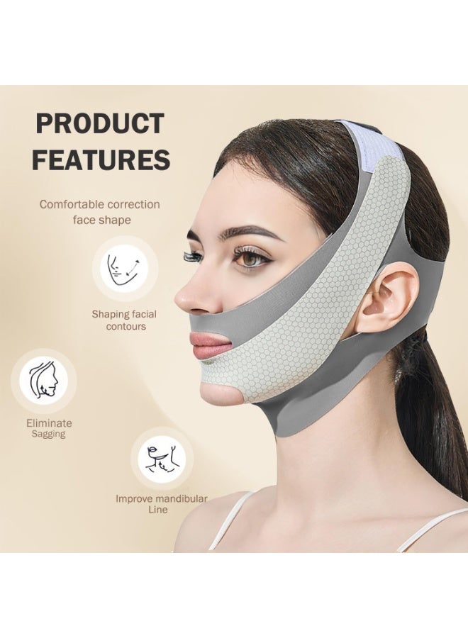 Bukela Chin Strap for Sleeping, V-Line Mask, V-Line Lifting Chinstrap, Jaw Exerciser, Reusable Face Strap, Jawline Shaper Adjustable Chin Strap, Jaw Strap, Jawline Shaper, V Line Face Lifting Mask (Grey) - Image 2