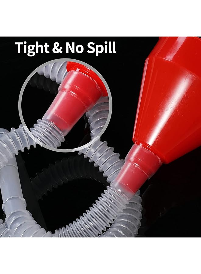 SYOSI Fuel Funnel, 2 Pcs, Red, Plastic, 8Cm Wide Mouth, 10.5Cm Height, 50Cm Hose, For Car, Motorcycle, Truck, Boat Fuel, Oil, Water, Diesel, Gasoline, Kerosene, Coolant - Image 4