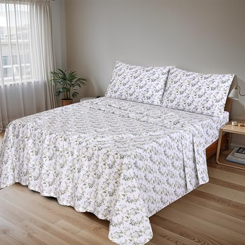 RUVANTI 100% Cotton Sheets Queen Size Set, 4 Pieces, Soft & Breathable Percale Weave Bedding, Deep Pocket 16", Hotel Standard, Crisp Cool Feeling, Durable, Perfect Floral Bed Sheet, Heritage - Image 2