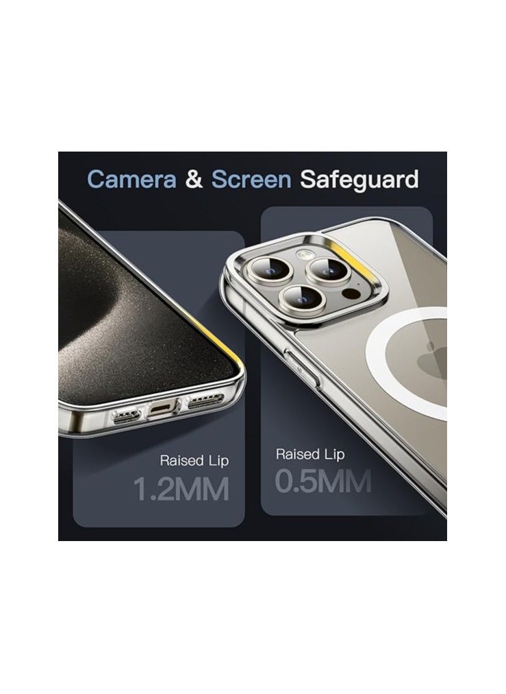traditious Magnetic Case for iPhone 15 Pro 6.1-Inch Compatible with MagSafe Wireless Charging, Shockproof Phone Bumper Cover, Anti-Scratch Clear Back (Clear)  - Image 3
