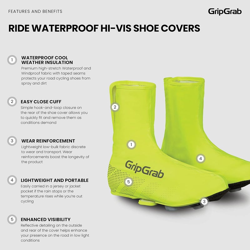 GripGrab Ride Waterproof Road Bike Cycling Overshoes Thin Windproof Adjustable Bicycle Rain Protection Shoe Covers - Image 2