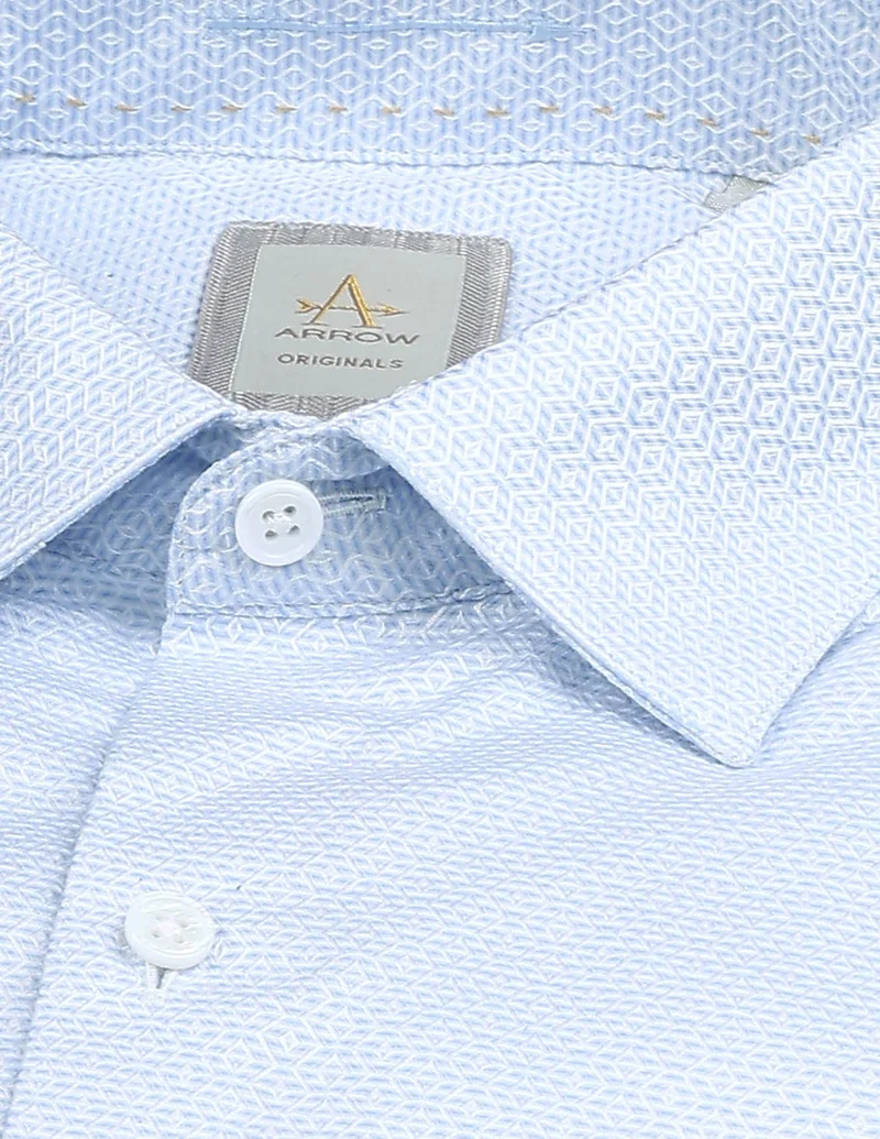 Arrow Light Blue Italian Elegance Dobby Regular Fit Shirt for Men | Best Price UAE