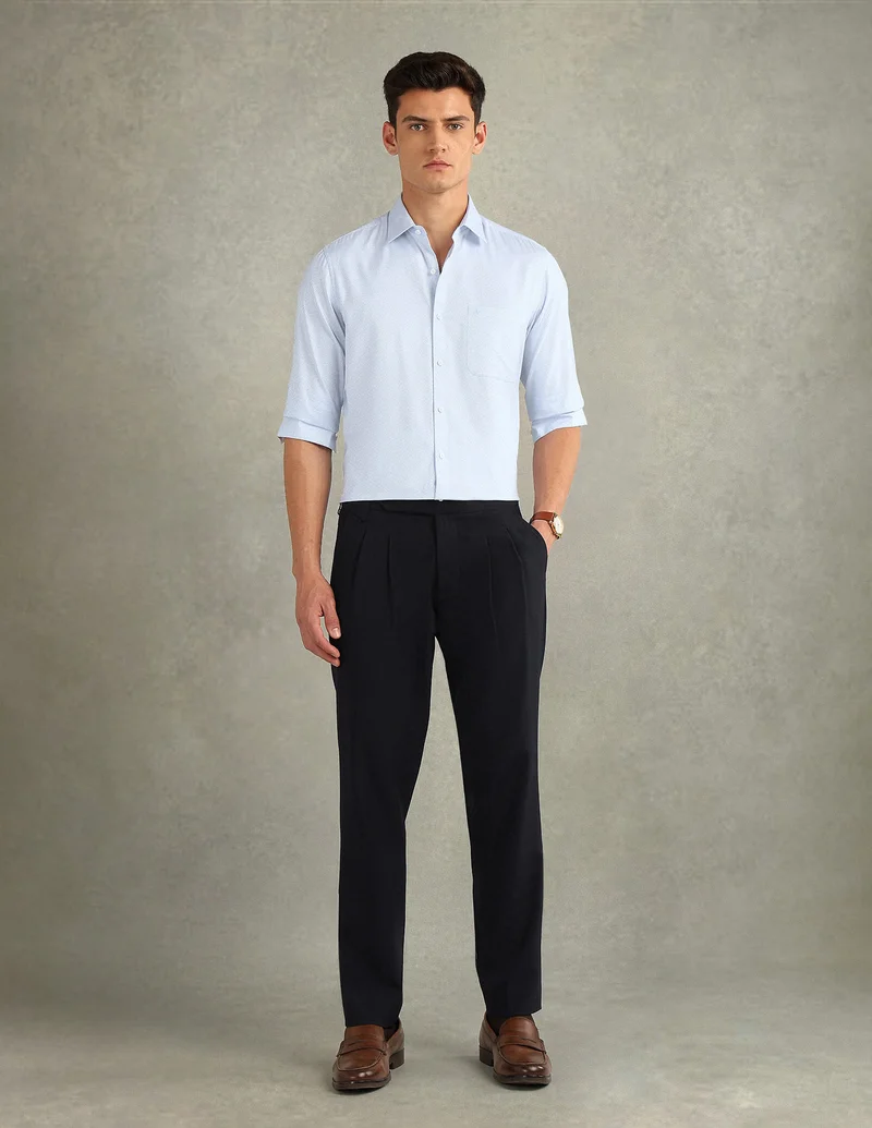 Arrow Light Blue Italian Elegance Dobby Regular Fit Shirt for Men | Best Price UAE