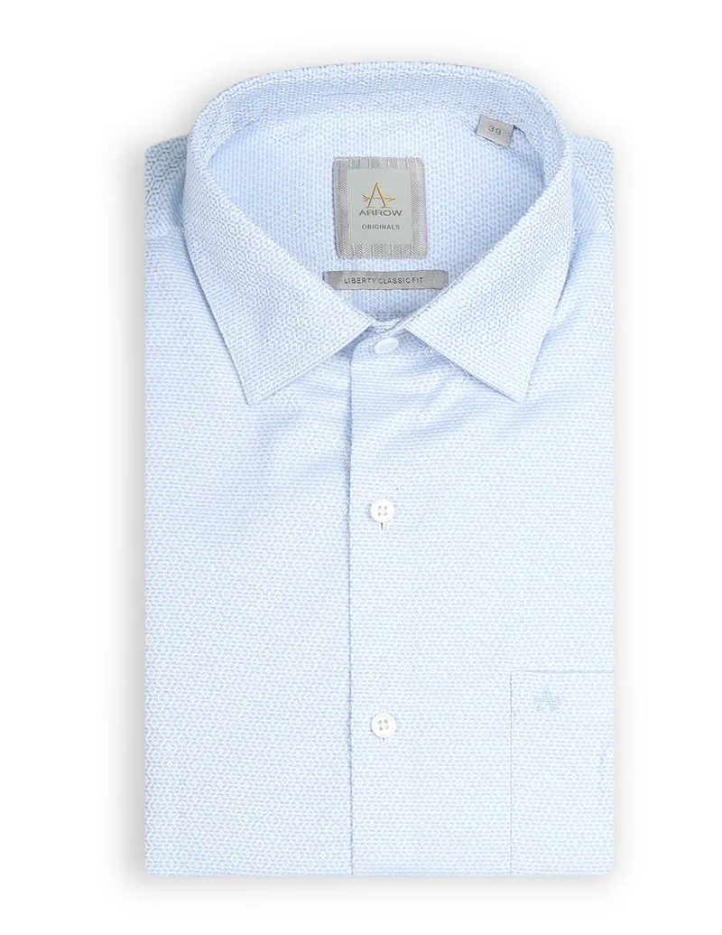 Arrow Light Blue Italian Elegance Dobby Regular Fit Shirt for Men | Best Price UAE