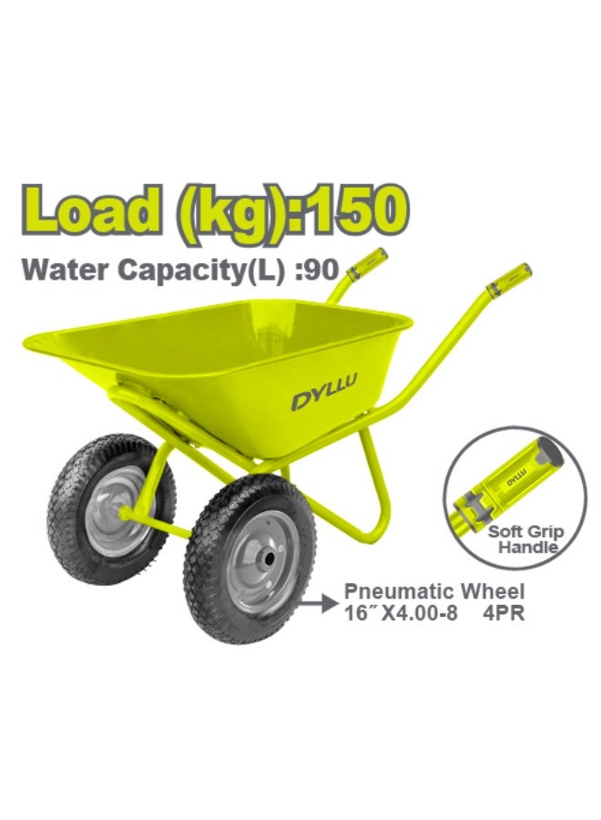 150kg Dual Wheel Wheelbarrow with Pneumatic Tires, Extra Stability