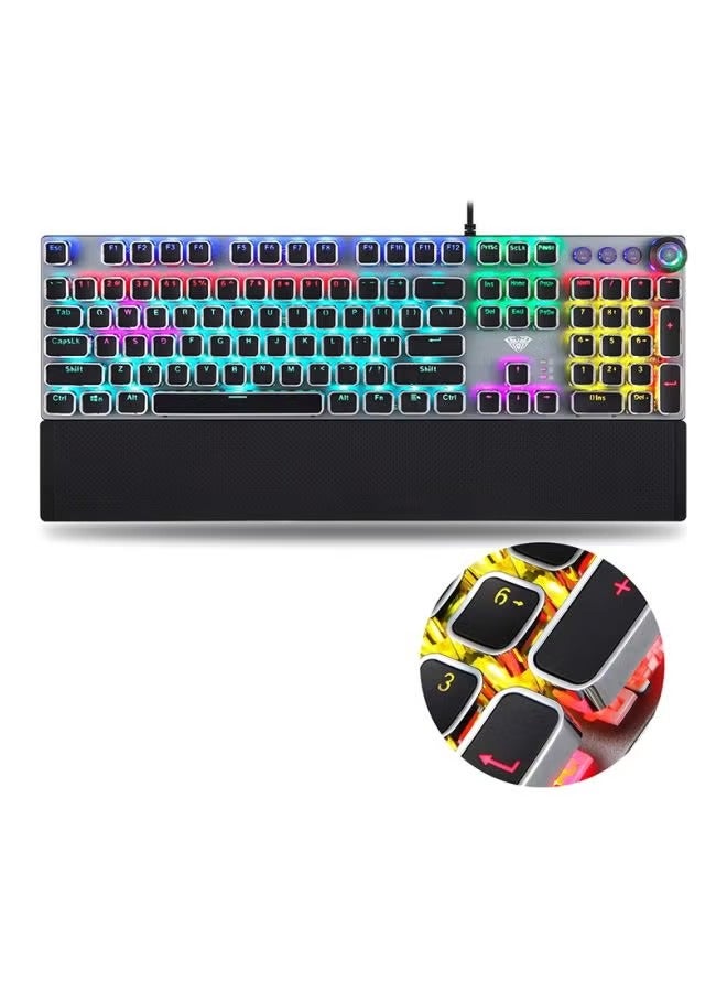AULA F2088 Wired Gaming Back Lighted Mechanical Keyboard Full Keys Anti-ghosting Multimedia Knob Removable Wrist Rest - Image 2
