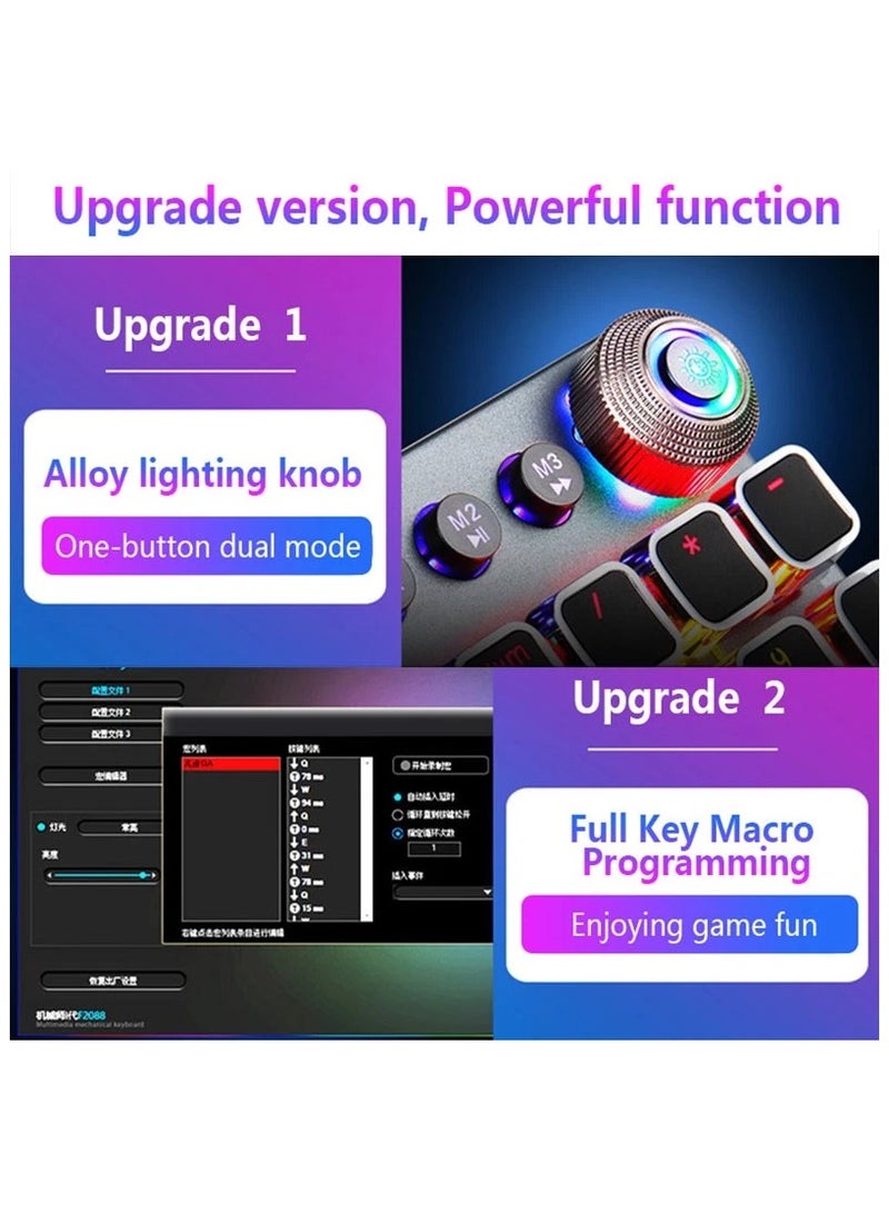 AULA F2088 Wired Gaming Back Lighted Mechanical Keyboard Full Keys Anti-ghosting Multimedia Knob Removable Wrist Rest - Image 4