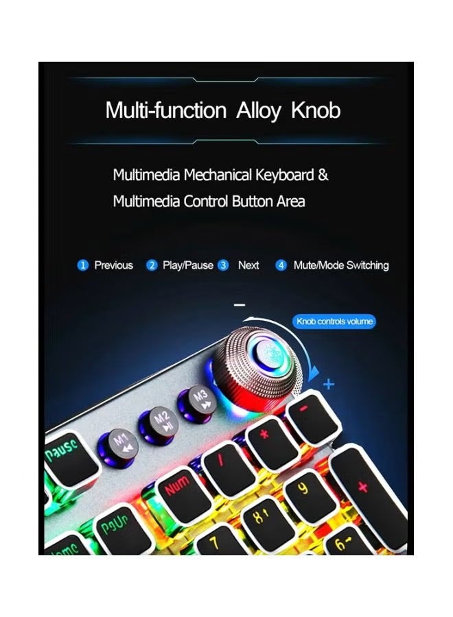 AULA F2088 Wired Gaming Back Lighted Mechanical Keyboard Full Keys Anti-ghosting Multimedia Knob Removable Wrist Rest - Image 5