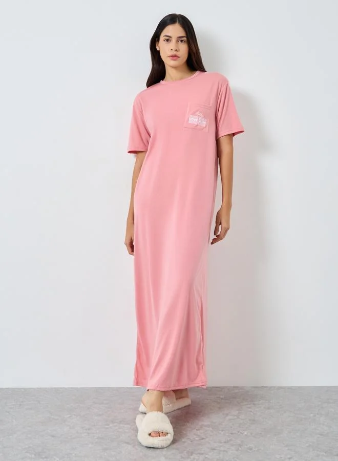 Styli Styli More Love Pocket Print Sleep T-Shirt Dress