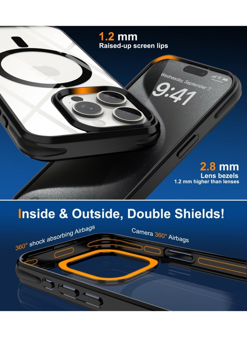 Magnetic Case for Iphone 15 Pro max Case [Compatible with wireless charging]Transparent Back Slim Bumper Cover Phone Case for iphone 15 pro max black - Image 4