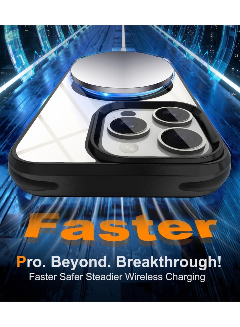 Magnetic Case for Iphone 15 Pro max Case [Compatible with wireless charging]Transparent Back Slim Bumper Cover Phone Case for iphone 15 pro max black - Image 3