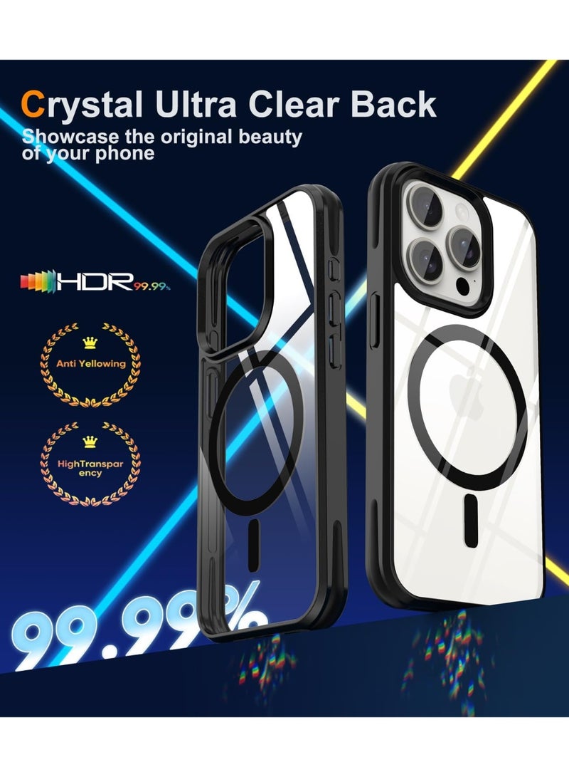 Magnetic Case for Iphone 15 Pro max Case [Compatible with wireless charging]Transparent Back Slim Bumper Cover Phone Case for iphone 15 pro max black - Image 2