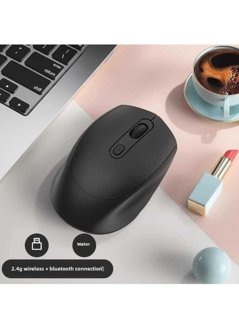 Wireless Bluetooth Mouse For Xiaomi Lenovo For Huawei Dell For Apple Asus Acer Shenzhou Laptop-Color:Color Classification: [cool Black] Bluetooth + 2.4g Wireless Version★Charging Electric Mute; Package Type: Official Standard Configuration
