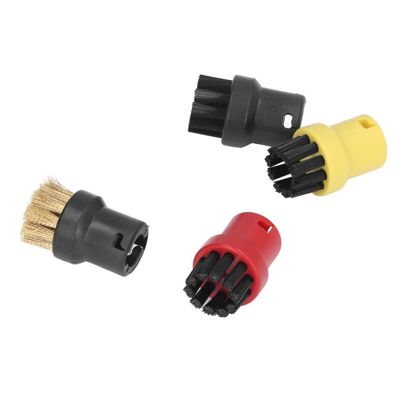 Steam Cleaner Brush Head: 2-Pack (Black, Red, Yellow, Copper) - Durable ABS Nylon Copper Material, Fits Karcher SC1-SC7 for Home Kitchen Bathroom Deep Cleaning - Image 3