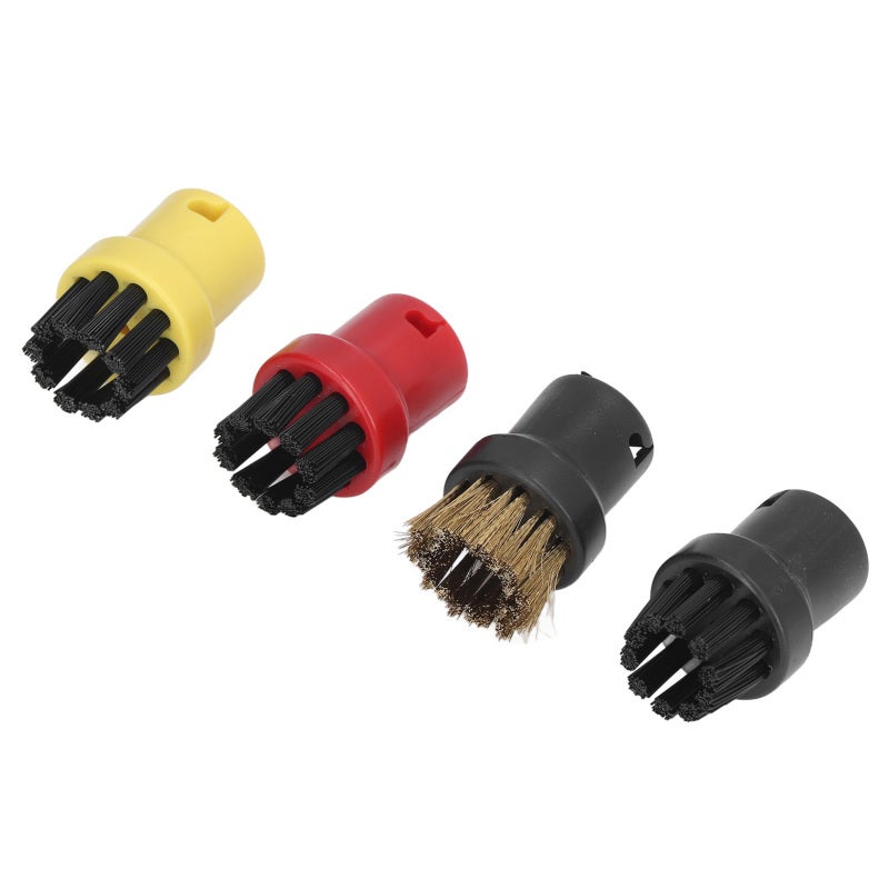 Steam Cleaner Brush Head: 2-Pack (Black, Red, Yellow, Copper) - Durable ABS Nylon Copper Material, Fits Karcher SC1-SC7 for Home Kitchen Bathroom Deep Cleaning - Image 4