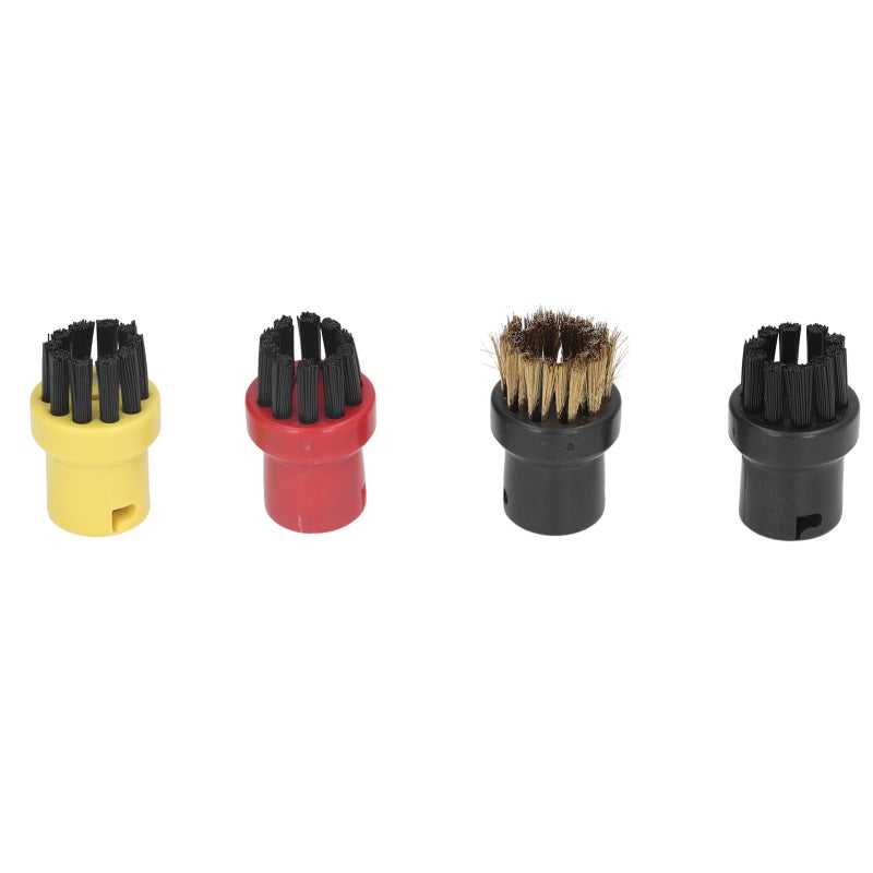 Steam Cleaner Brush Head: 2-Pack (Black, Red, Yellow, Copper) - Durable ABS Nylon Copper Material, Fits Karcher SC1-SC7 for Home Kitchen Bathroom Deep Cleaning - Image 2