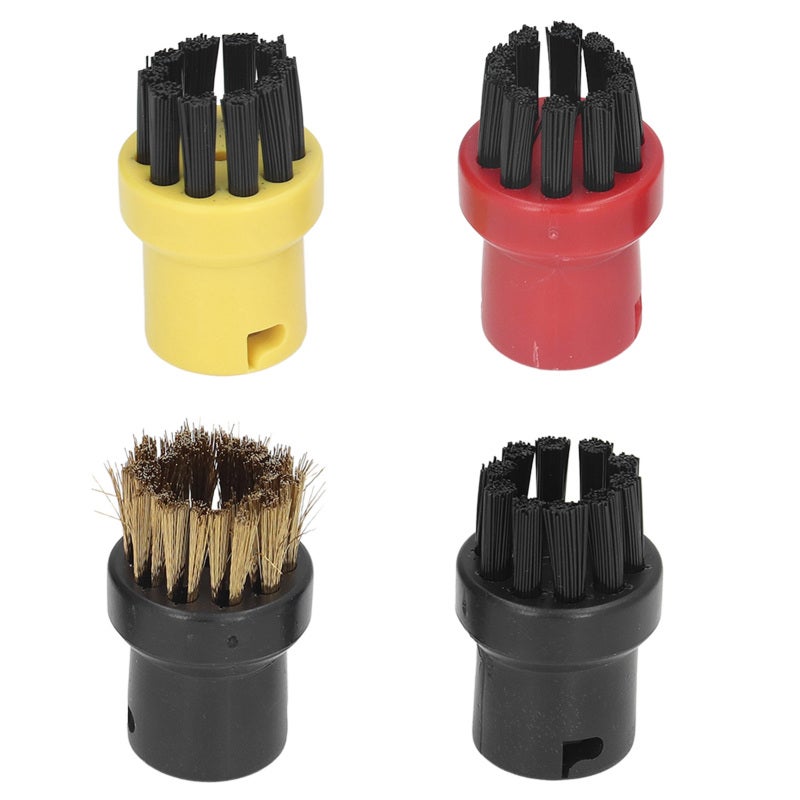 Steam Cleaner Brush Head: 2-Pack (Black, Red, Yellow, Copper) - Durable ABS Nylon Copper Material, Fits Karcher SC1-SC7 for Home Kitchen Bathroom Deep Cleaning - Image 1