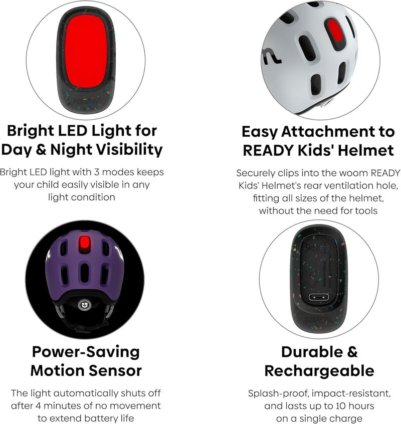 woom Ready Helmet Light - Rechargeable LED Rear Light for Kids' Helmet - Image 2