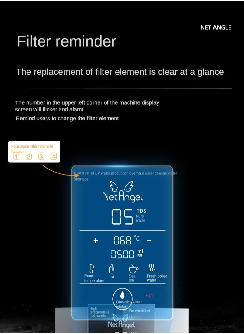 NetAngel - High-end Desktop Direct Drinking Water Purifier Tap Water Filtration Fully Automatic Water Inlet Purification Integrated Machine Instant Hot Adjustable Temperature Pure Water Drinking Machine for Home and Office Use Pure Water Machine with RO Reverse Osmosis UV Sterilization System - Image 1