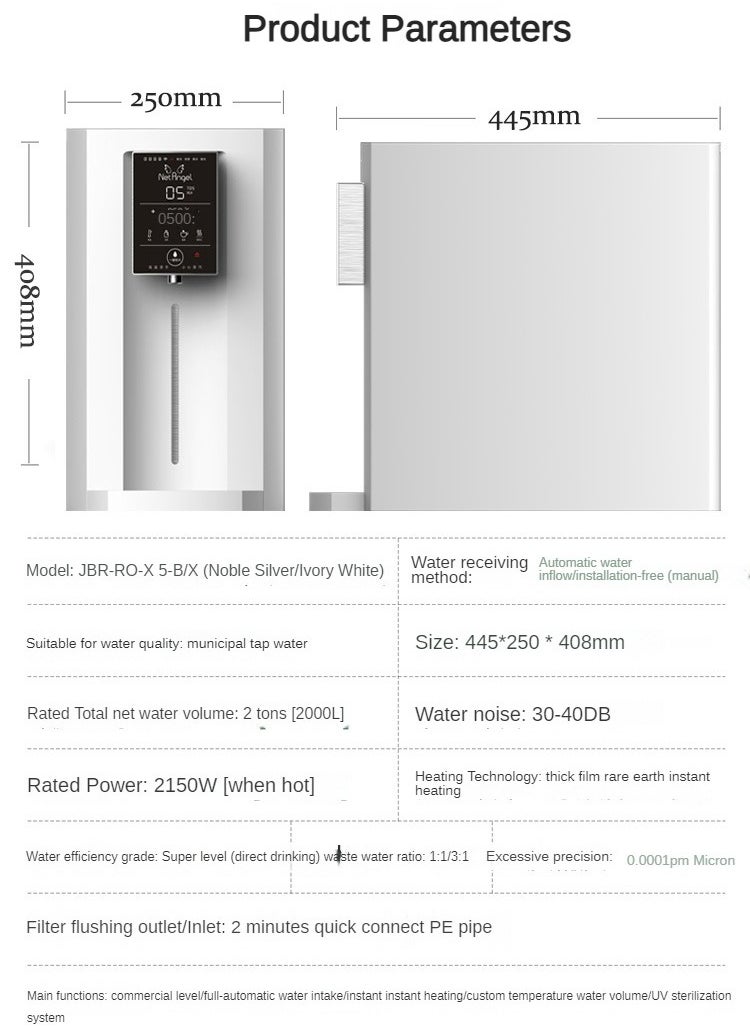 NetAngel - High-end Desktop Direct Drinking Water Purifier Tap Water Filtration Fully Automatic Water Inlet Purification Integrated Machine Instant Hot Adjustable Temperature Pure Water Drinking Machine for Home and Office Use Pure Water Machine with RO Reverse Osmosis UV Sterilization System - Image 1