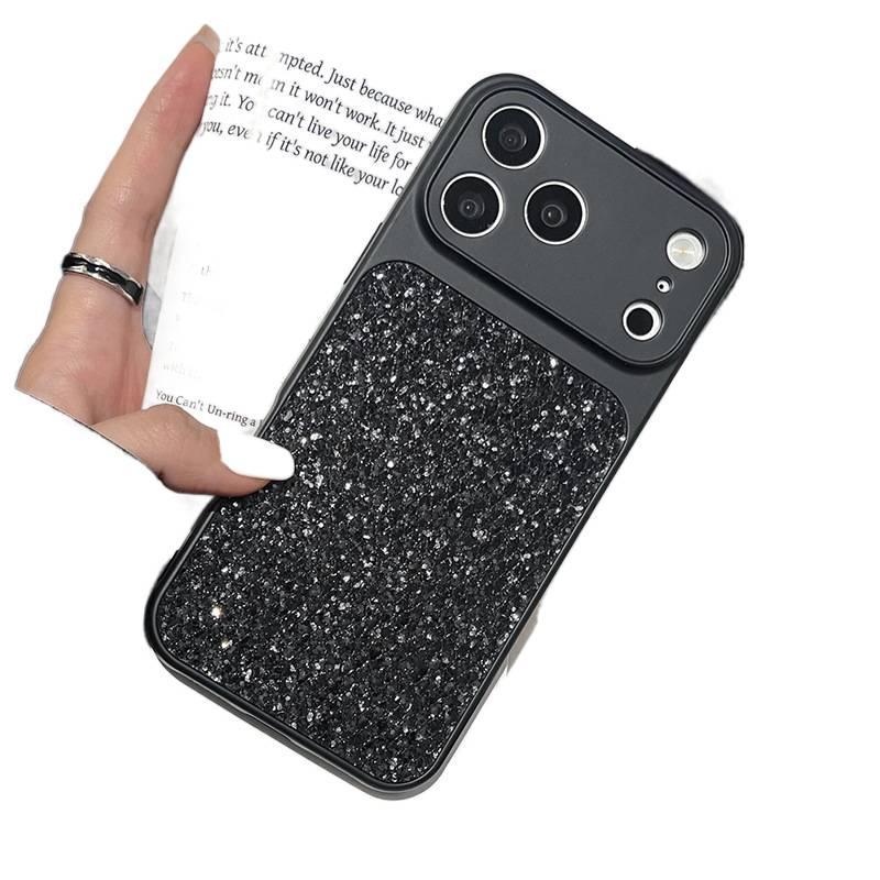 غطاء واقي بTPU لـ iPhone 16 / 16 Plus / 16 Pro / 16 Pro Max مع حماية من السقوط ونقشة الماس مع مقاوم للصدمات مع لمعان باللون أسود من مادة TPU باللون الأسود - Image 1