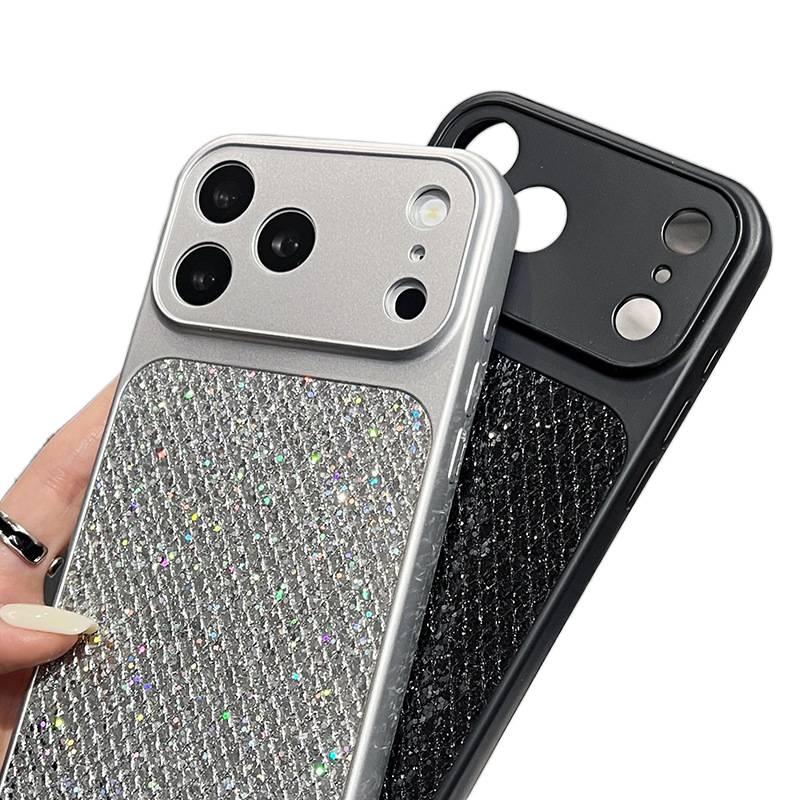 غطاء واقي بTPU لـ iPhone 16 / 16 Plus / 16 Pro / 16 Pro Max مع حماية من السقوط ونقشة الماس مع مقاوم للصدمات مع لمعان باللون أسود من مادة TPU باللون الأسود - Image 3