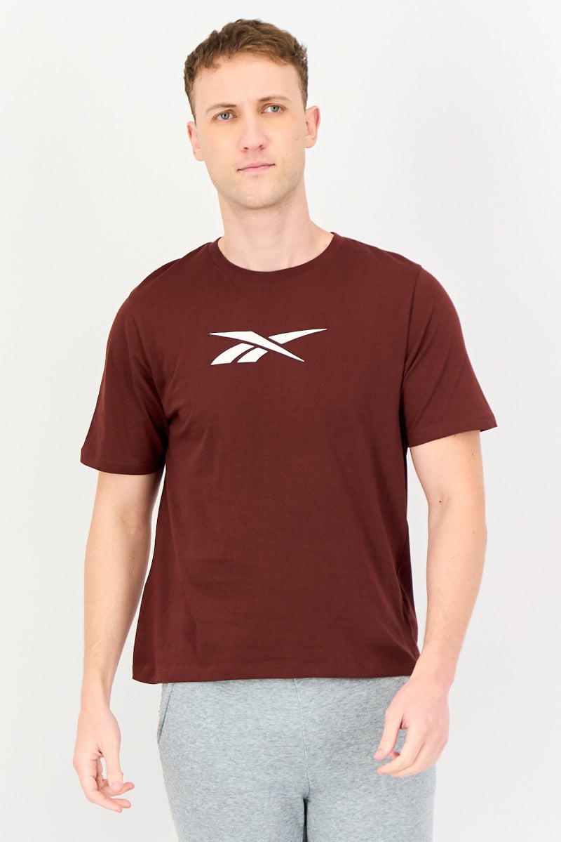 Reebok Men Sportswear Fit Short Sleeve Outdoor T-Shirt, Brown - Image 1