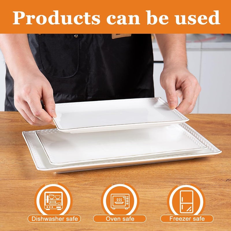Kassel Ceramic Serving Platter Set | 16â€/14â€/12â€ Rectangular Serving Trays for Entertaining at Parties and Weddings | Oven Safe Extra Large Serving Trays for Tacos, Steak, and Cake - Image 5