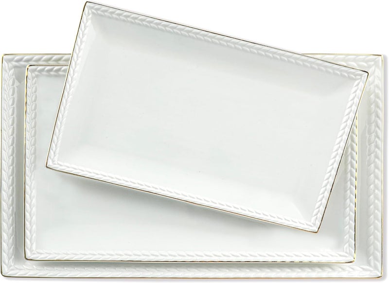 Kassel Ceramic Serving Platter Set | 16â€/14â€/12â€ Rectangular Serving Trays for Entertaining at Parties and Weddings | Oven Safe Extra Large Serving Trays for Tacos, Steak, and Cake - Image 1