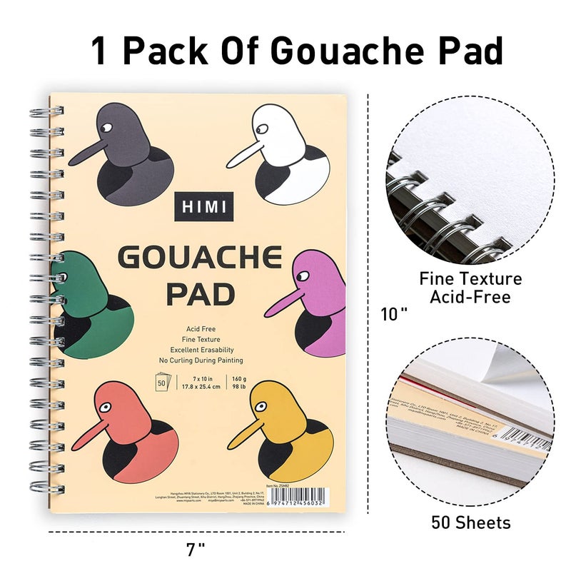 HIMI Gouache Pad 7X10''(98lb/160g) 50 Sheets Mix Paper Pad, Side Wire Bound, Fine Texture, in Gouache Acrylic Art Pad for Sketching, Ink Sketch Book, Art Supplies Drawing Pad Gift ï¼ˆBirdï¼‰ - Image 2
