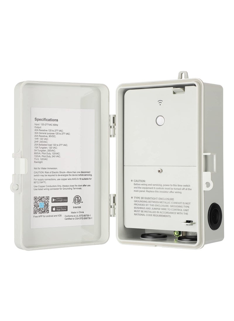 DEWENWILS DEWENWILS Pool Timer, WiFi Timer Switch, Heavy Duty 40A 120-277 VAC 2HP, Compatible with Smart Phone, Alexa, Google Assistant, ETL Listed Milky  - Image 1
