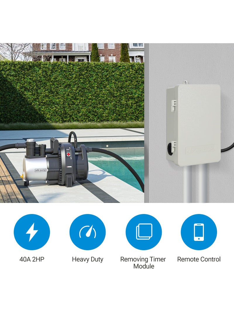 DEWENWILS DEWENWILS Pool Timer, WiFi Timer Switch, Heavy Duty 40A 120-277 VAC 2HP, Compatible with Smart Phone, Alexa, Google Assistant, ETL Listed Milky  - Image 2