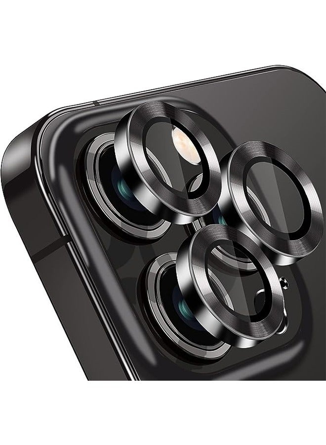 iPhone 15 Pro Max/iPhone 15 Pro Camera Lens Protector 9H Tempered Glass Screen Film Protection Cover Anti-scratch Mobile Phone Accessory Metal Individual Ring iPhone 14 Pro Max/iPhone 14 Pro Black - Image 1